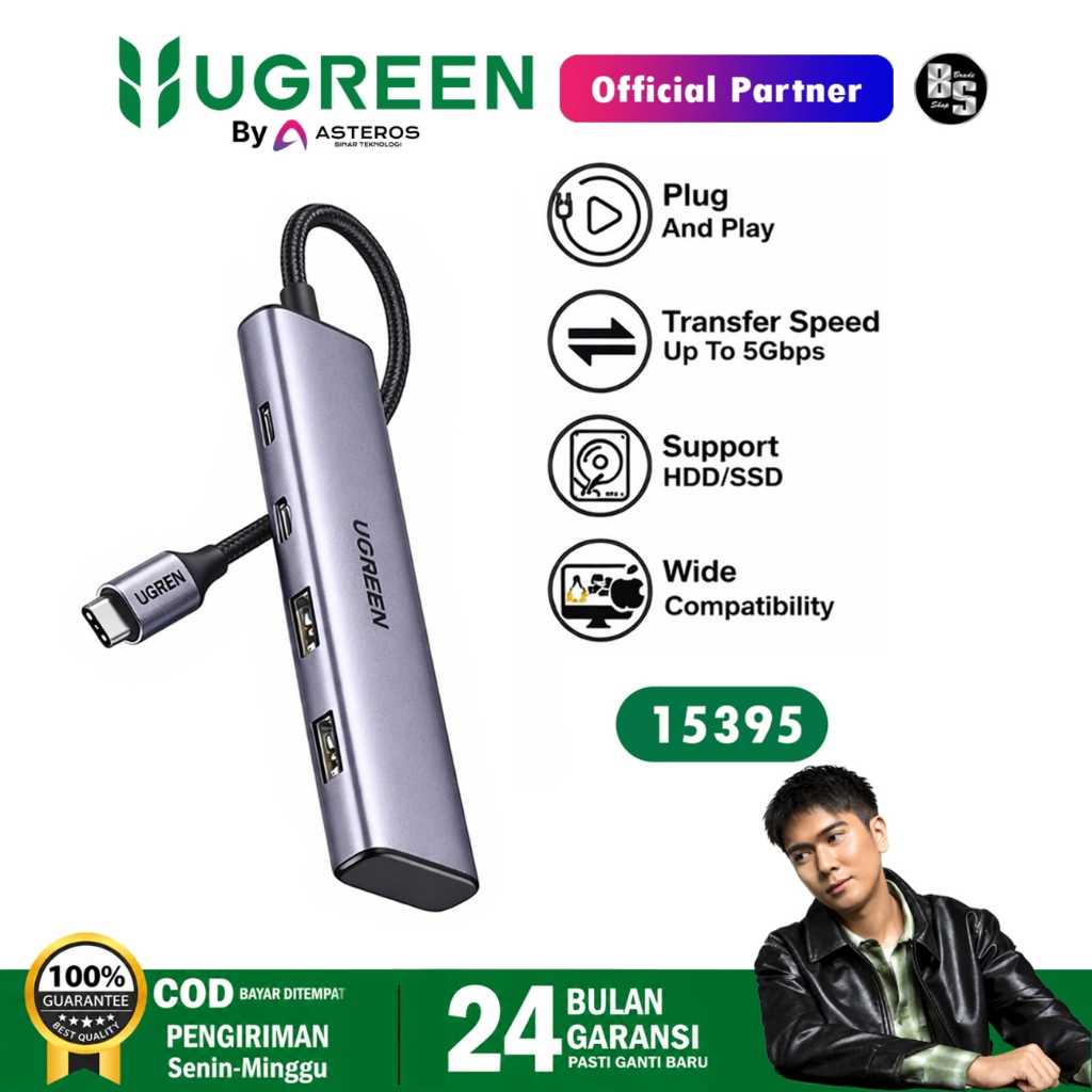 UGREEN ฮับ USB 4in1 Usb-C ถึง 2X Usb-A, 2X Usb-C 15395 4 พอร์ต