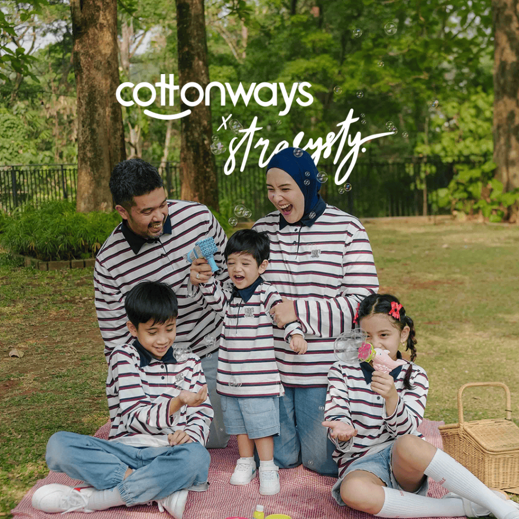 COTTONWAYS X STRASYSTY | Sean Polo Stripe Family Series วัสดุสีชอล์กสําหรับผู้ใหญ่และเด็กทําจากผ้าฝ้