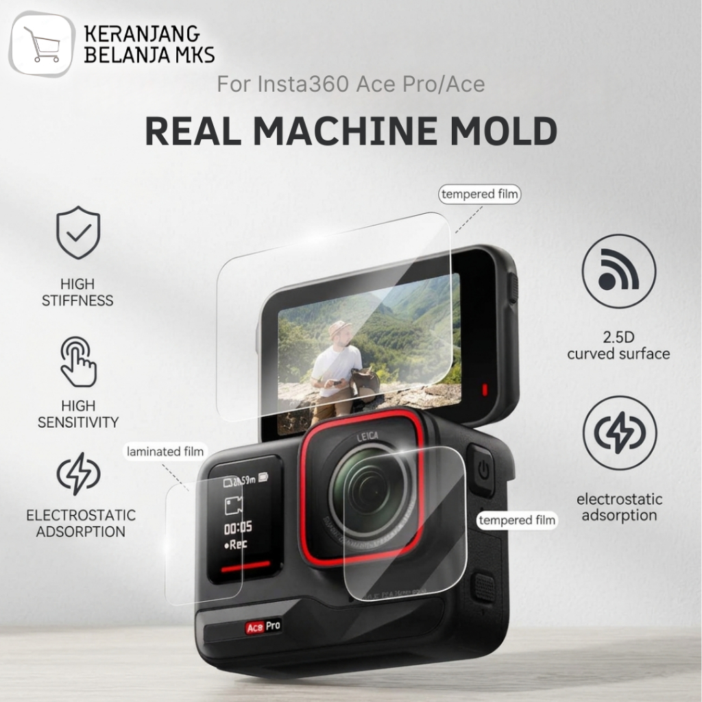 ฟิล์มกันรอยกระจกนิรภัย 2.5D 9H Insta 360 Ace Pro Set