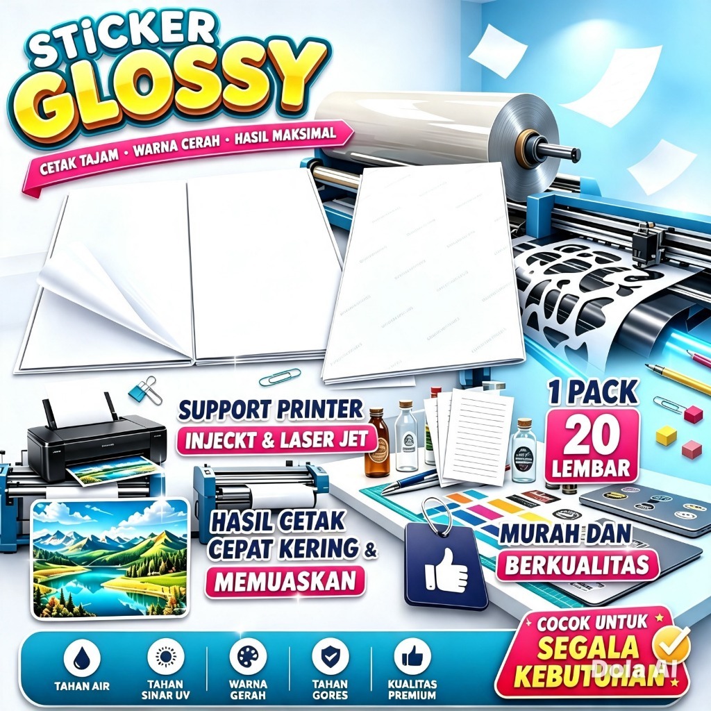[ ISC ] กระดาษสติ๊กเกอร์ A4 GLOSSY | กระดาษสติ๊กเกอร์ 20 แผ่น | สติ๊กเกอร์ 125 GSM | GLOSSY SP7