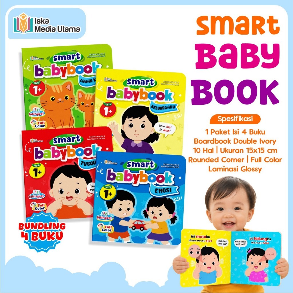 Iska Media Utama - Smart Baby Book 4 Series Board Book สําหรับทารกอายุ 1+ ปี | หนังสือการศึกษาสําหรั