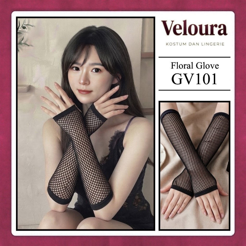 Veloura Glove Fish Net - ถุงมือสุทธิ - GV101 - Spandex Fashion Cosplay Accessories Net 24cm