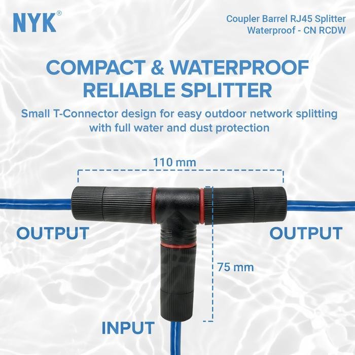 Nyk Barrel RJ45 สาขากันน้ํา / การเชื่อมต่อ RJ45 1 ถึง 2 กลางแจ้ง