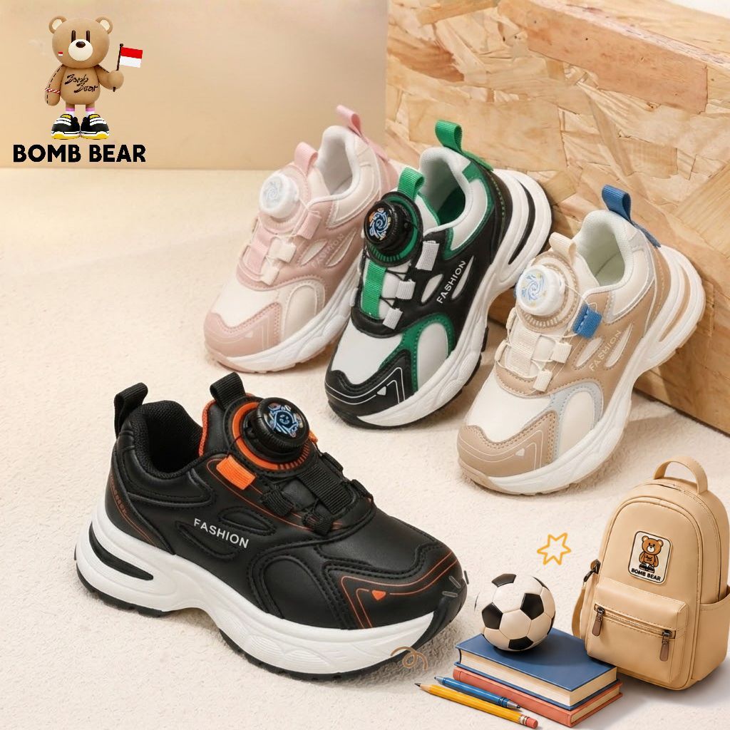 9.9 Bomb Bear Black Elementary School Boys School รองเท้าผ้าใบรองเท้ากีฬา 3-12 ปี YNYR5502
