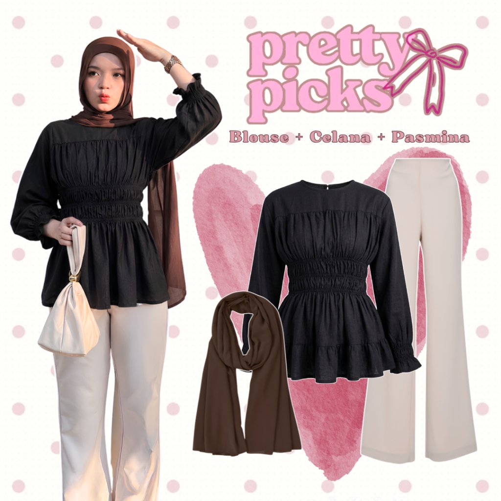 Oneset 3in1 Top Cinora Blouse Pants Cutbray Scuba Pasmina Jersey || ชุดเด็กผู้หญิง Daily Hijab สไตล์