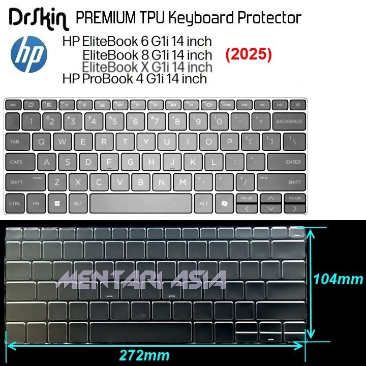 ตัวป้องกันคีย์บอร์ด HP EliteBook 6/8/X G1i 14-in ProBook 4 G1i 14-in (2025) - DrSkin PREMIUM TPU Cle