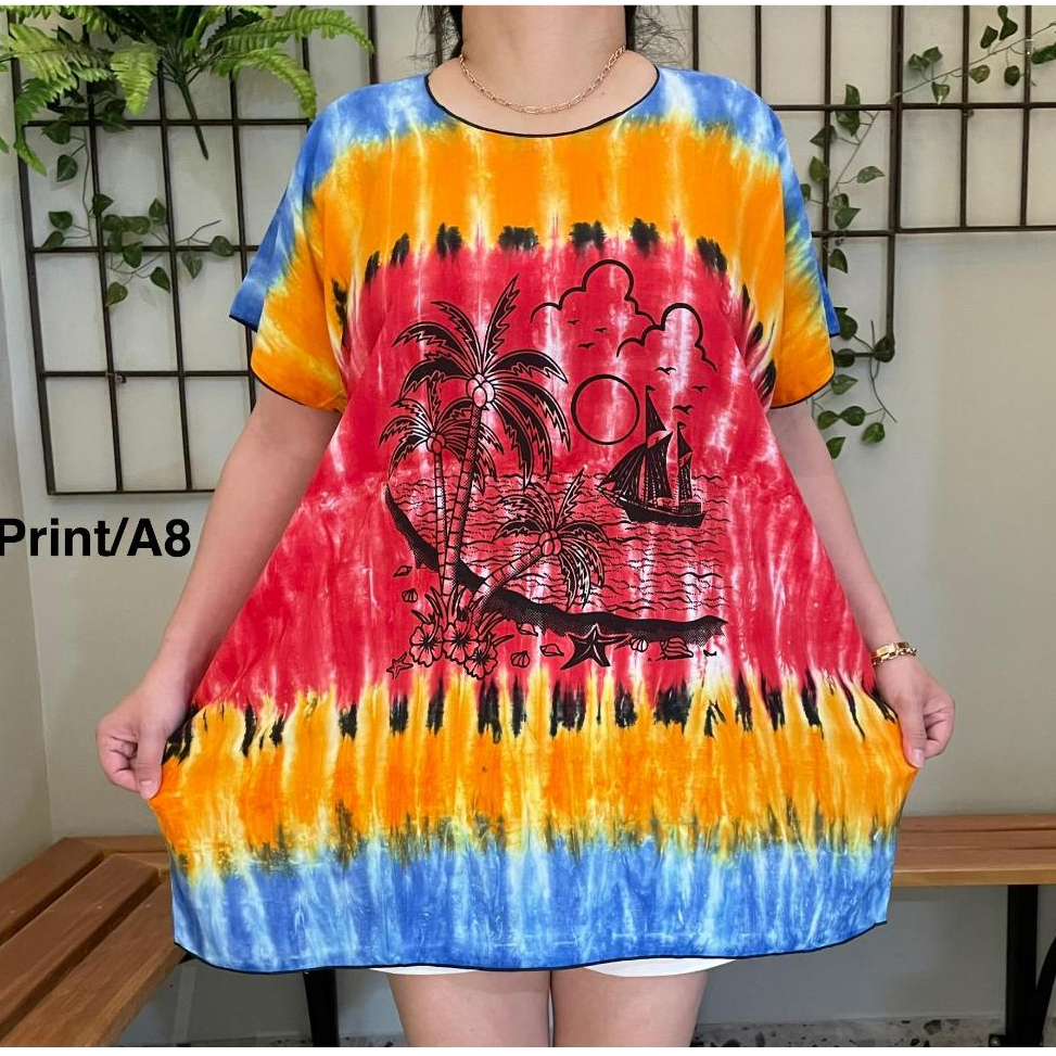 ฟิต 70-80กิโลกรัม!!! เสื้อผ้า BALI JUMBO BLOUSE ขนาดใหญ่พิมพ์เหมือน DYE FIT TO XXXL PRINT/A PICT