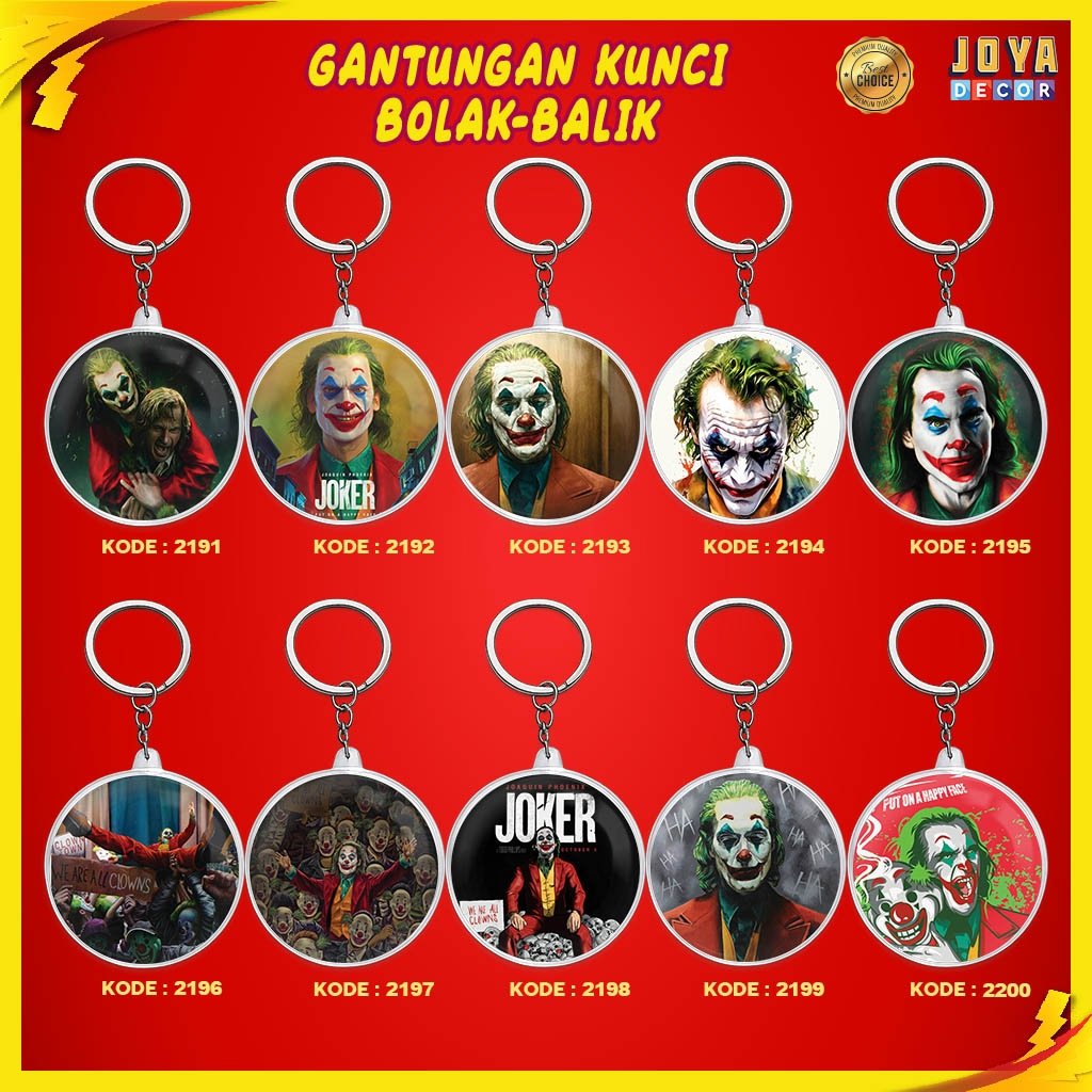 GUNGAN JOKER KEYCHAIN / ACRYLIC JOKER KEYCHAIN / ROUND JOKER KEYCHAIN XJ