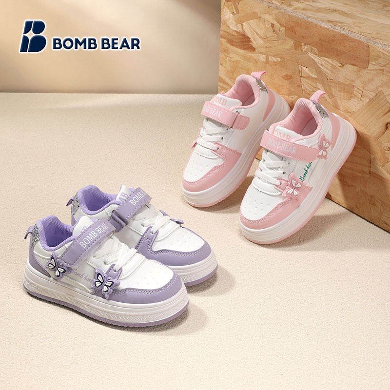 9.9 Bomb Bear Casual Blue Elementary School Girls School รองเท้าผ้าใบอายุ 3-12 ปี YNABK9911