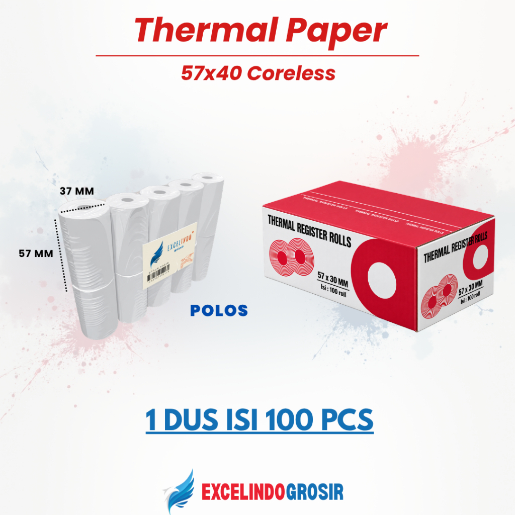 (1 กล่อง มี 100 ชิ้น) กระดาษ EDC / กระดาษความร้อน 57x40 / 57x38 Coreless