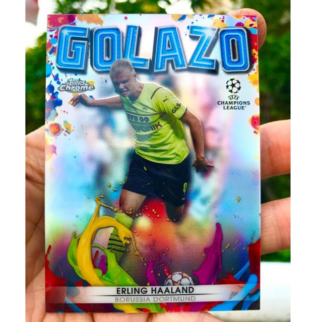 ERLING HAALAND SOCCER CARD 2022 TOPPS CHROME GOLAZO REFRACTOR