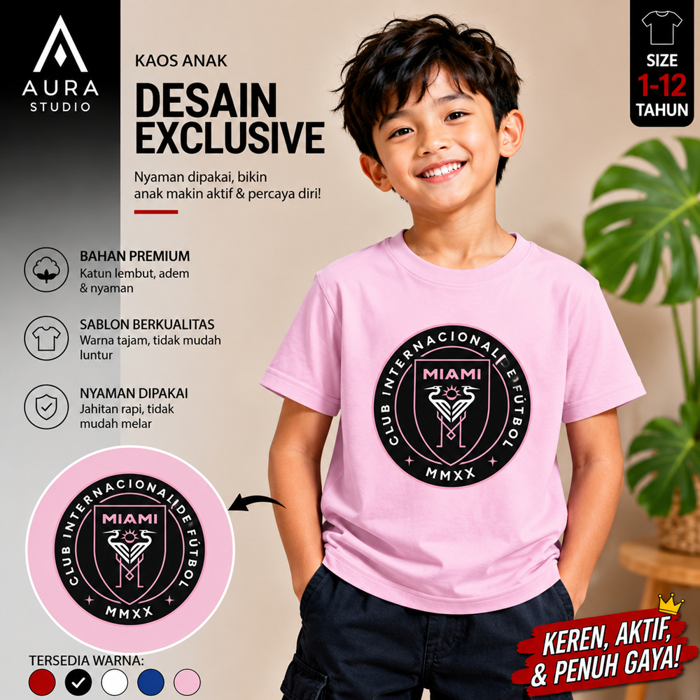 KATUN Inter Miami Lionel Messi Kids T-Shirt - เสื้อผ้าเด็กชายและเด็กหญิงผ้าฝ้ายหวี