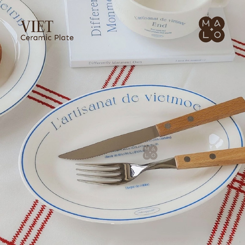 MALO HOME - VIET จานเซรามิคช้อนส้อม y2k จานอาหารค่ํา Malo Home