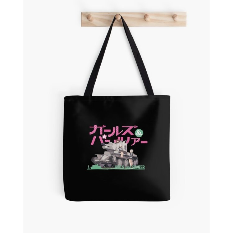 Girls Und Panzer Tote Bag สีดํา