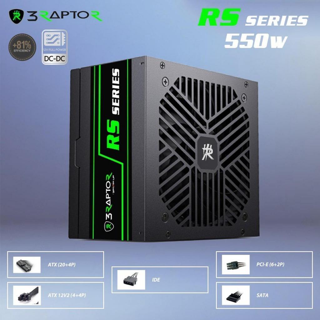แหล่งจ่ายไฟ Raptor RS-550 550Watt 80Plus - พาวเวอร์ซัพพลาย PSU 550w RS Series Gaming
