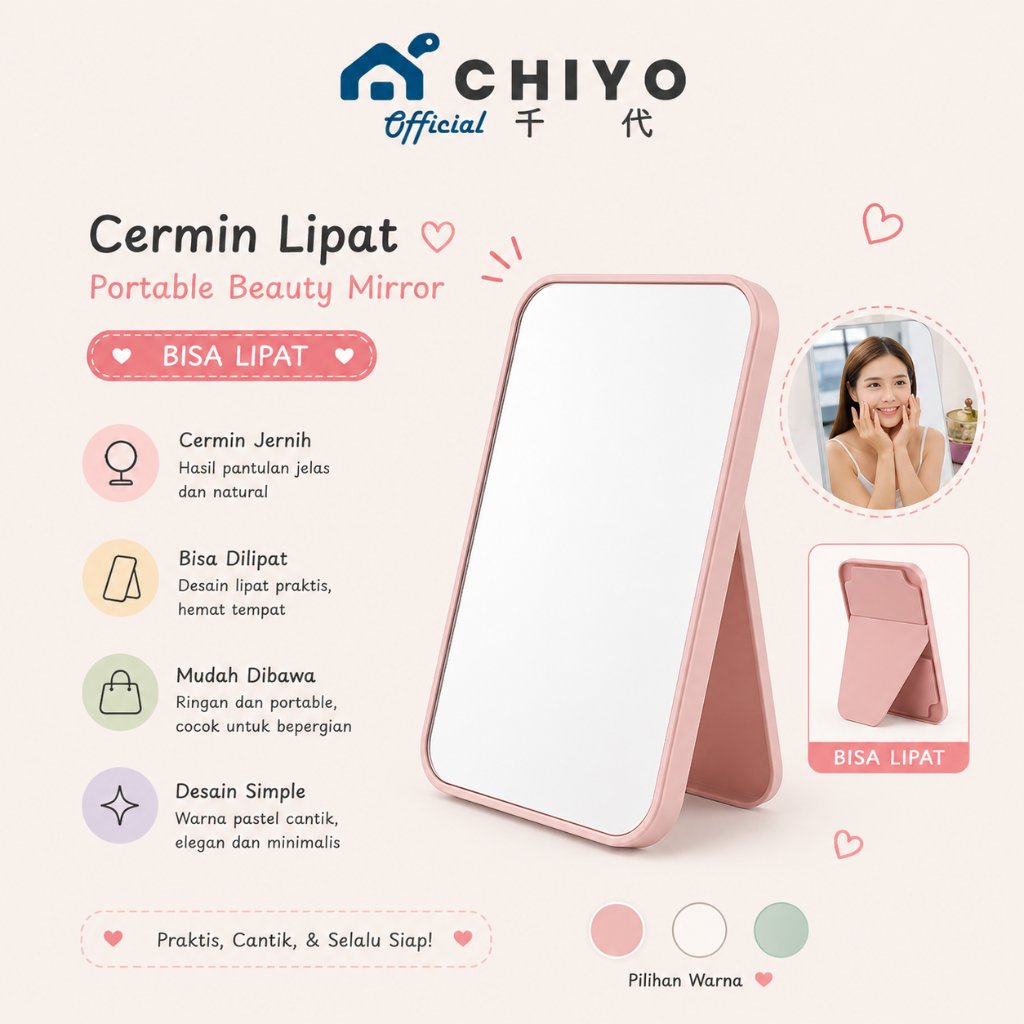 FOLDING MIRROR แบบพกพา / STANDING BEAUTY MIRROR SITTING MIRROR สําหรับ MAKEUP