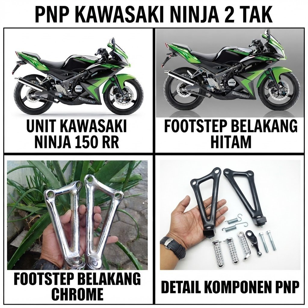 เท้าหลังสําหรับ PNP Kawasaki Ninja 2-Stroke สีดําพร้อมหน่วย Kawasaki Ninja 150 RR