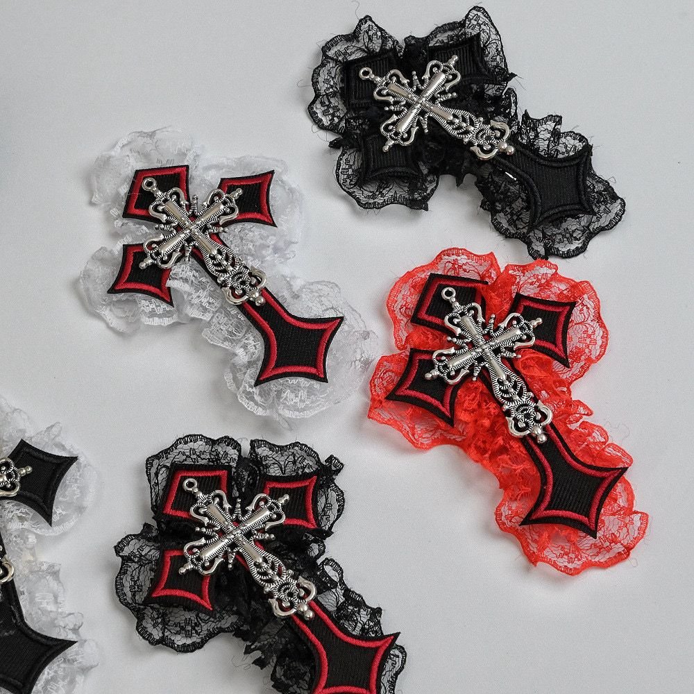 RCS Gothic กิ๊บติดผมสตรีฮาโลวีนคลิปข้ามคอสเพลย์อุปกรณ์เสริมสไตล์คลิปข้าม y2k