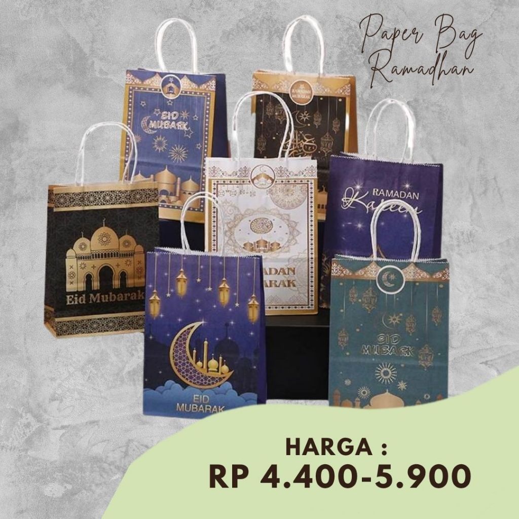 กระเป๋ากระดาษสมบูรณ์ที่สุด RAMADHAN EID MUBARAK HAMPERS EID SAUVENIR BAG EID MUBARAK BAG