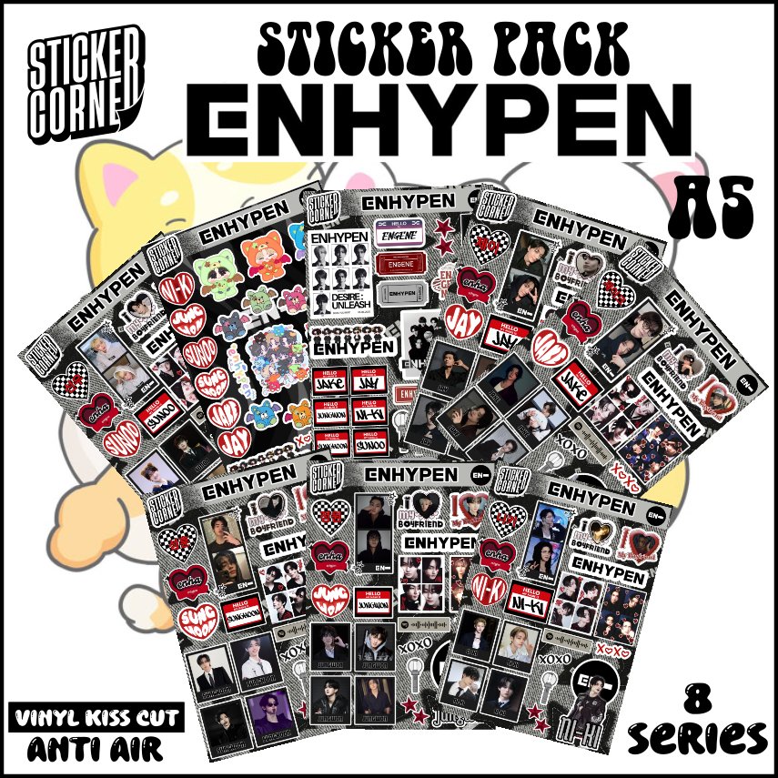 ชุดสติ๊กเกอร์ KPOP ENHYPEN Sunghoon, Jay, Jake, Ni-ki, Sunoo, Jungwon 8 Series A5 Vinyl Kiss Cut กัน