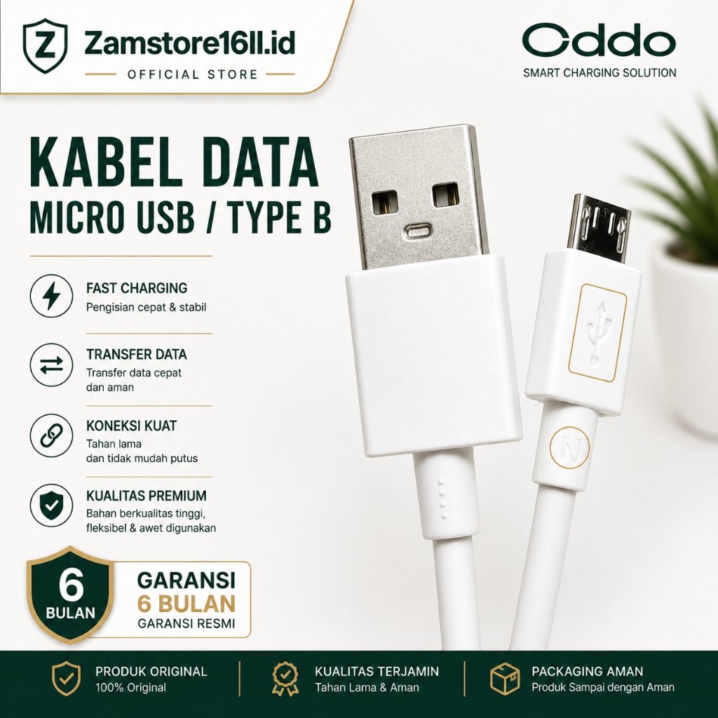 [ Zamstore16II.id ] Oddo A5S A12 A31 A53 A71 A73 A11 A11K A15 A15s Micro USB Type B Data Cable