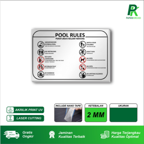 ACRYLIC POOL RULES (SWIMMING POOL RULES)