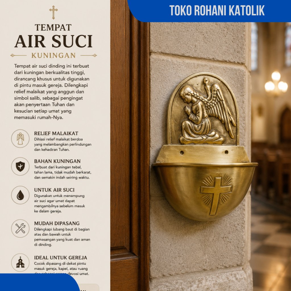 HOLY WATER PLACE BRASS ANGEL RELIEF สําหรับ CHURCH / HOLY WATER PLACE สําหรับประตู CHURCH