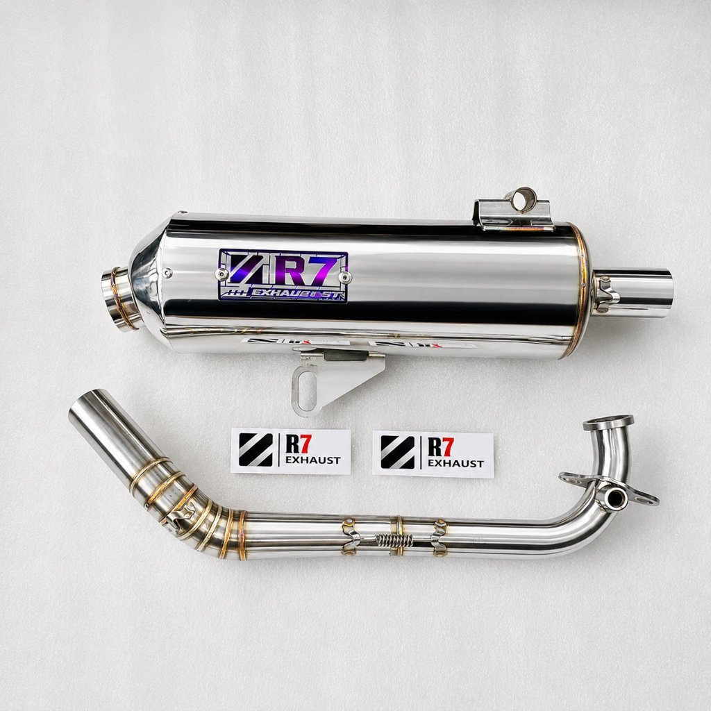 Original Racing Standard Exhaust R7 ทางเข้า 38 มม.สแตนเลสสตีลระบบ Giorno Click Nmax Aerox Nouvo ADV PCX Beat Mio Fazzio Filano