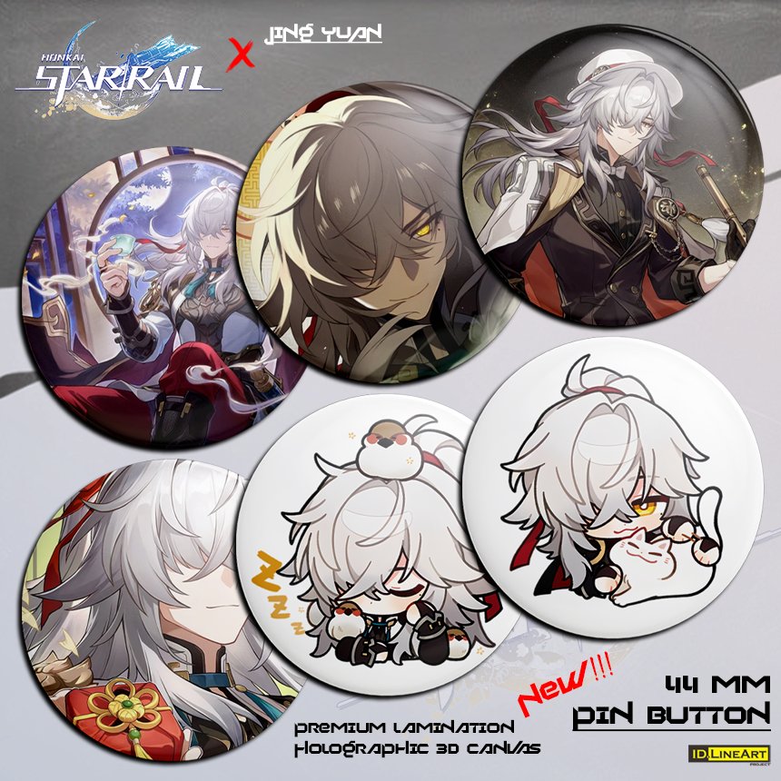 JING YUAN HONKAI STAR RAIL CHARACTER ปุ่มพินเคลือบพิเศษ Holographic ผ้าใบกันน้ํา 44 มม.