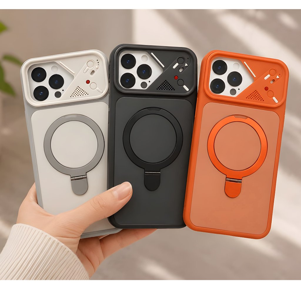 Magnetic Tech สําหรับ Iphone 16 16e 16 pro 16 pro max Design Magnetic Ring Standing Sockproof Soft -