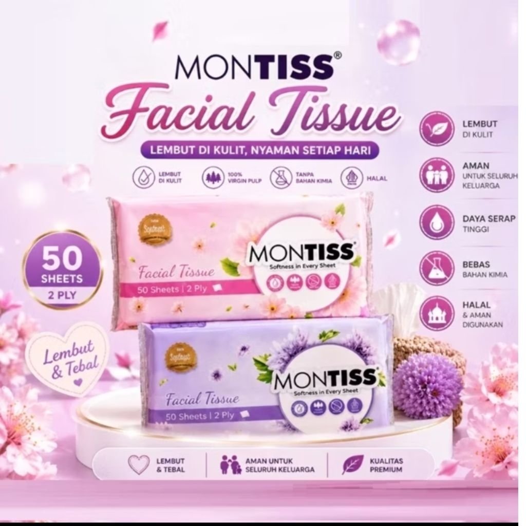 SEE-U ECO PURPLE Tissue \Paseo Smart Travel / Montiss Travel Tissue pack 1 แพ็ค มีทิชชู่ 2 ชั้น 50 แ