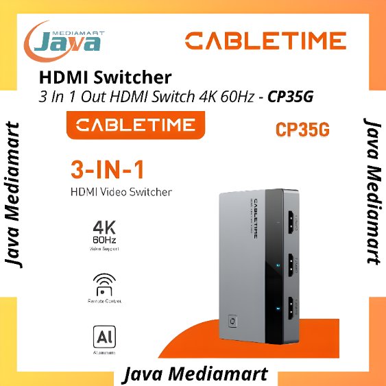 CABLETIME CP35G HDMI Switcher 3 In 1 Out 4K Series - HDMI Switch 3 พอร์ต (3in1out) 4K 60Hz
