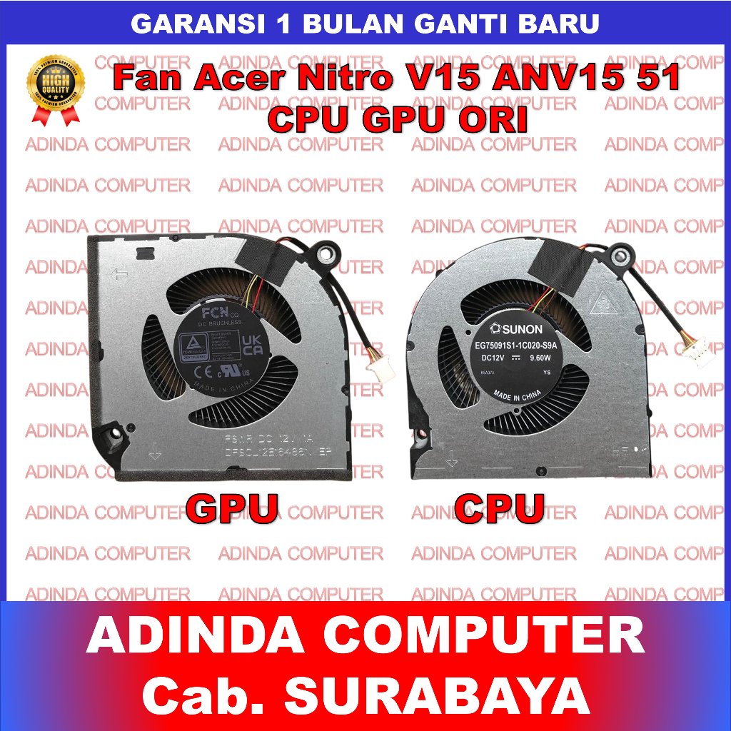พัดลม Acer Nitro V15 ANV15-51 ANV15-51-532J N23Q22 Series EG75091S1 Aspire 3D A3D15-71GM FSOS FSWR C