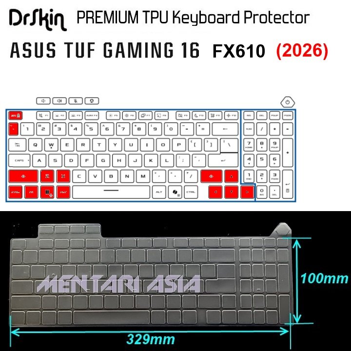ASUS TUF Gaming 16 FX610 Keyboard Protector (2026) - DrSkin PREMIUM TPU Clear