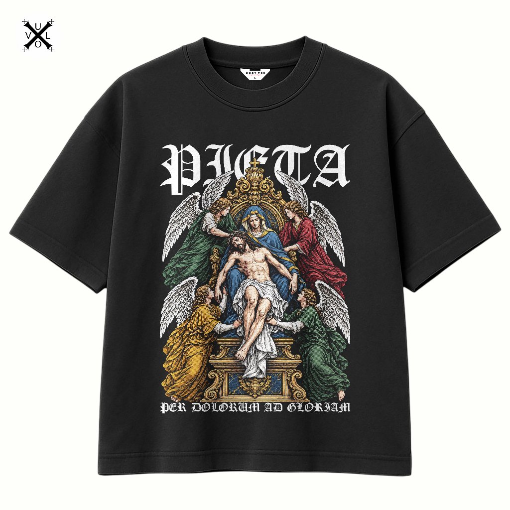 VOXLUX.ID CATHOLIC SPIRITUAL เสื้อยืด PIETA PER DOLORUM AD GLORIAM - BOXY OVERSIZED UNISEX