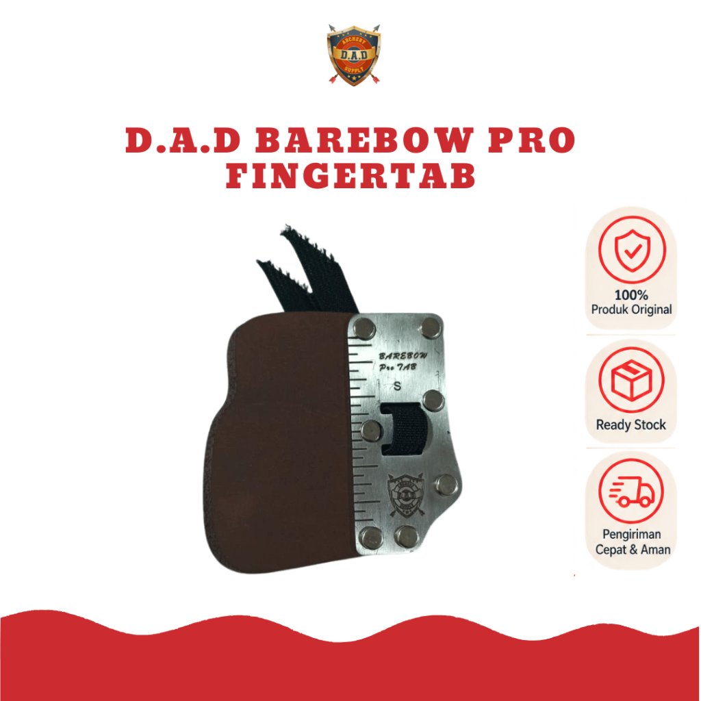 DAD BAREBOW PRO TAB / หนังแท้ FINGER TAB / ORIGINAL PREMIUM ARCHERY FINGER PROTECTOR (SIZE S / M / L