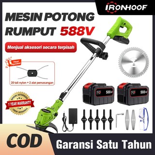IRONHOOF Mesin Potong Rumput Pemotong Rumput Listrik Pemangkas Rumput dengan Baterai Li-ion