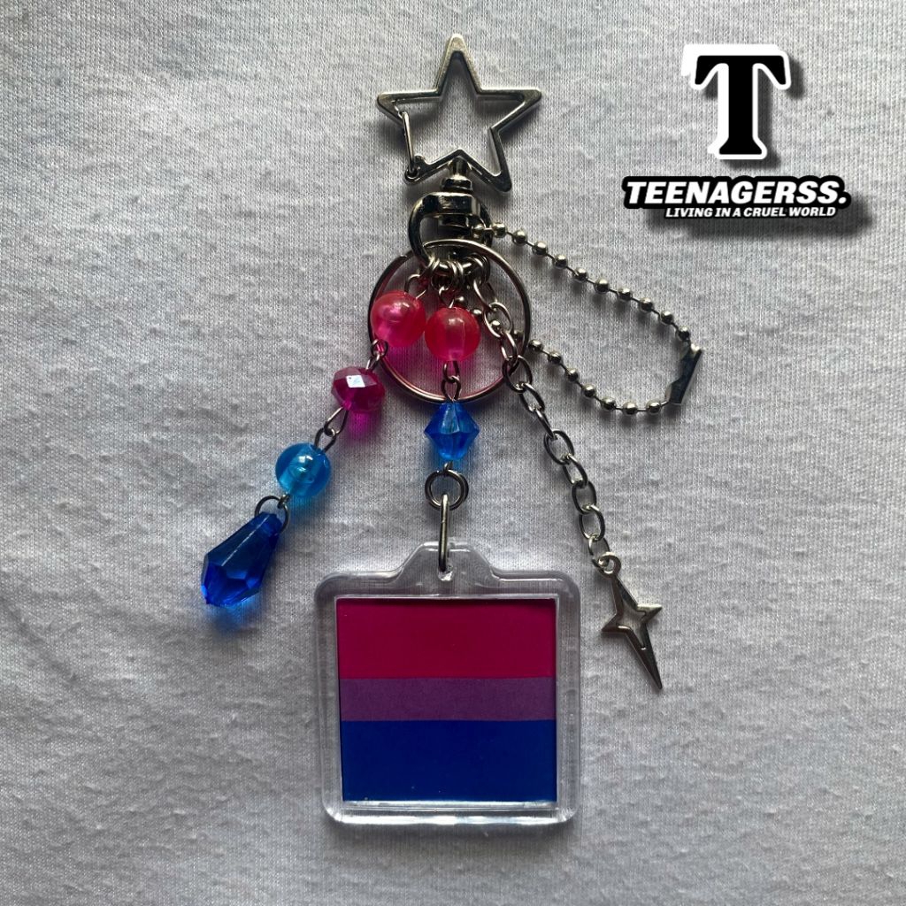 GANTUNGAN ลูกปัดพวงกุญแจกระเป๋าธง Pride พวงกุญแจกระเป๋าลูกปัดความงามเครื่องประดับ Charm Bisexual Flag LGBT