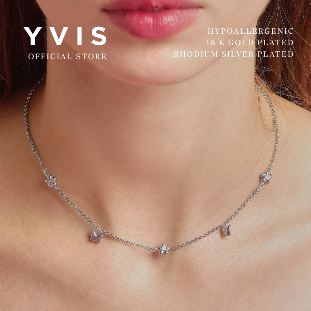 สร้อยคอ YVIS Bloomy| สร้อยคอชุบทองผู้หญิง (ชุบทอง 18K) สร้อยคอ Hypoallergenic สําหรับผู้หญิง Aesthet