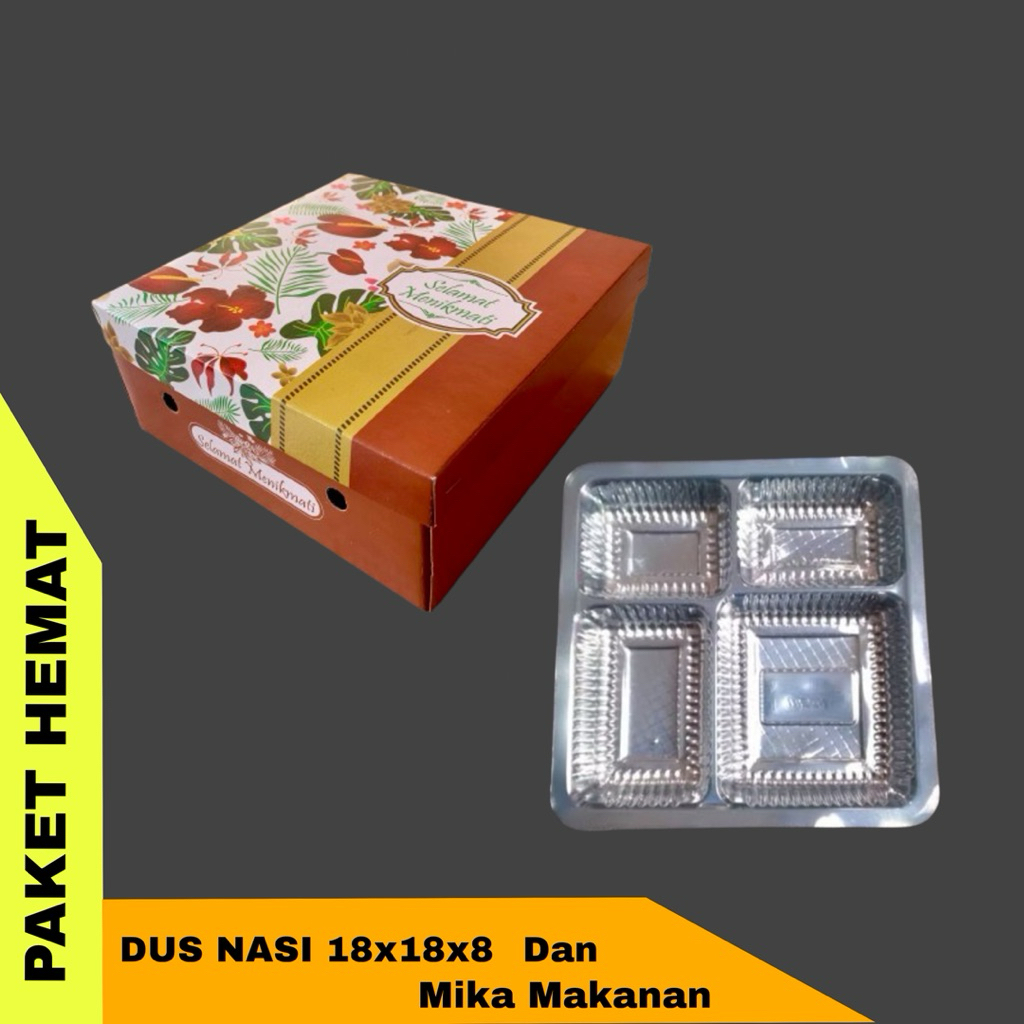 แพ็คเกจกระดาษแข็งข้าว 4 ส่วน/SNACK และ Mica | กล่องข้าว UK 18x18x8 |