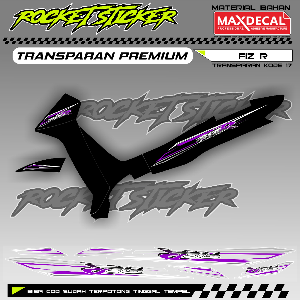 FIZ R STRIPING FIZ R VARIATION STICKER UV TRANSPARENT CODE 17 PREMIUM MAXDECAL MATERIAL