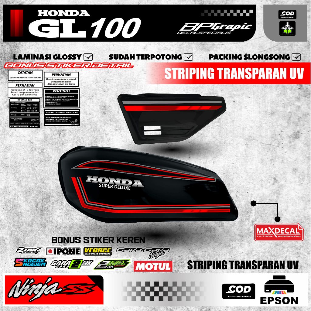 Honda GL Premium Striping, วัสดุ Maxdecal, ตัด UV โปร่งใส, Neat (yt26)