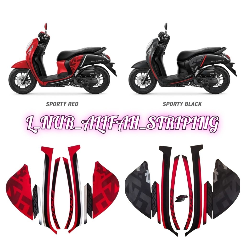 2021 Honda Scoopy Sporty Motorcycle Body Striping Stickers
