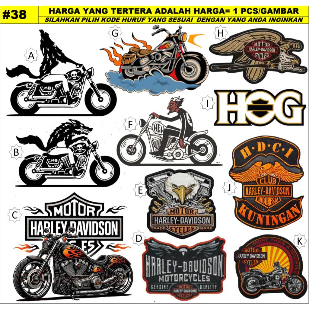 HARLEY DAVIDSON PATCH EMBROIDERY BY CUSTOM EMBROIDERY UNIT 38