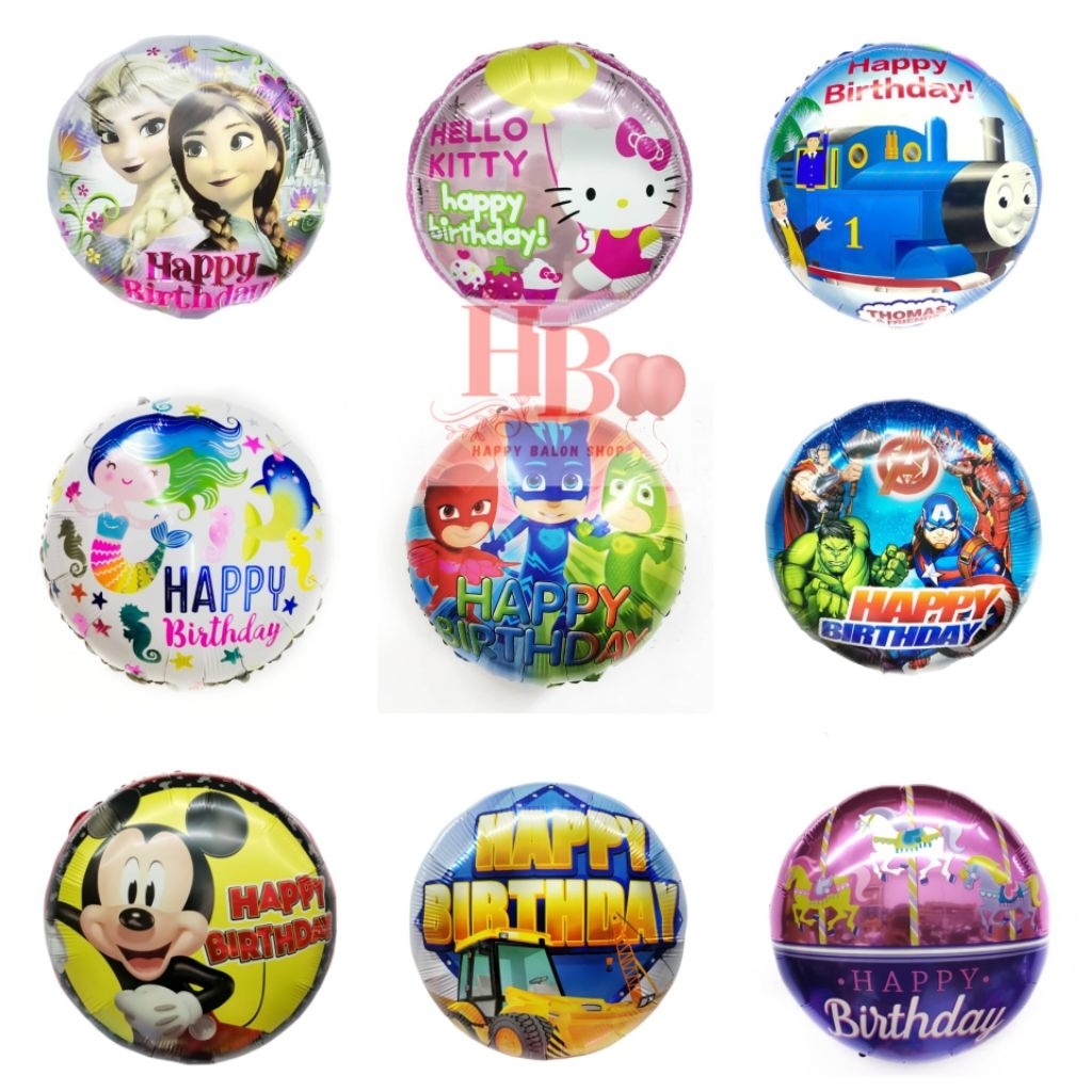 WHOLESALE 12PCS HAPPY BIRTHDAY FOIL BALLOONS ขนาด 18INCH (45 ซม.) สามารถขัดด้วยน้ํามัน HELIUM GAS