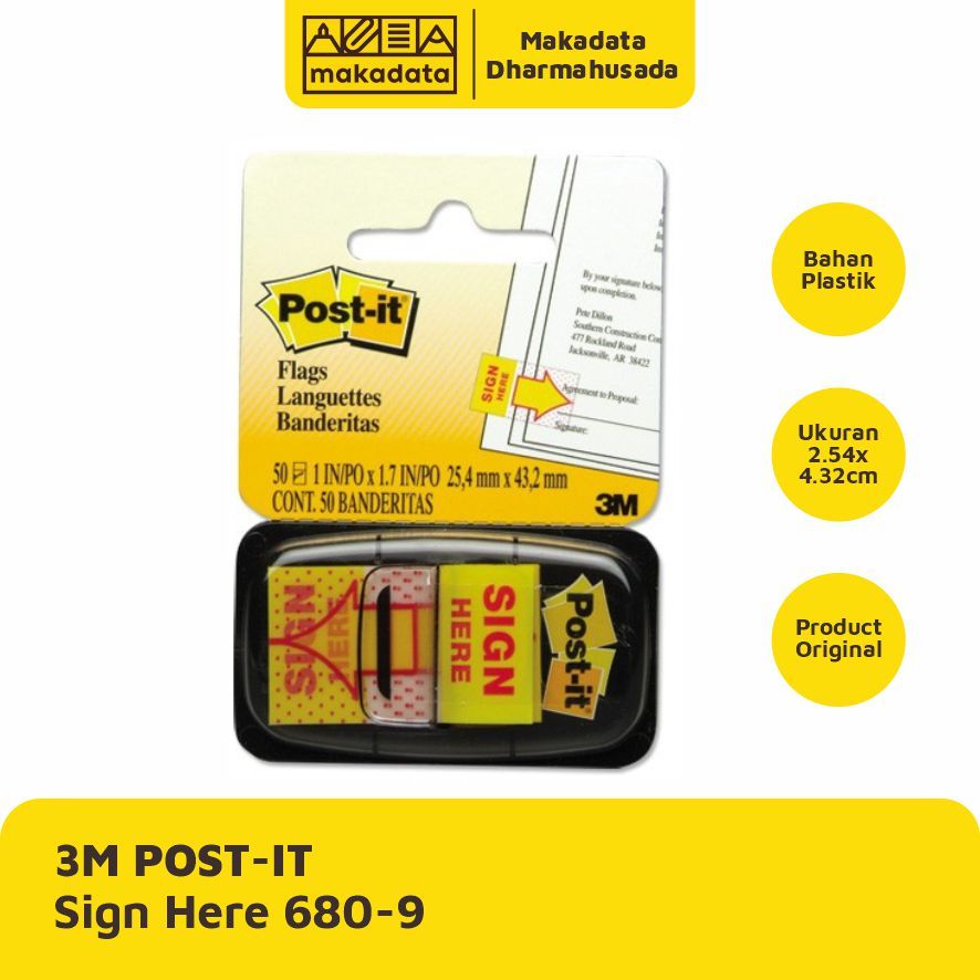 INDEX & MARK | POST IT STICKY NOTE SIGN HERE 3M 680-9 (1 ชิ้น)