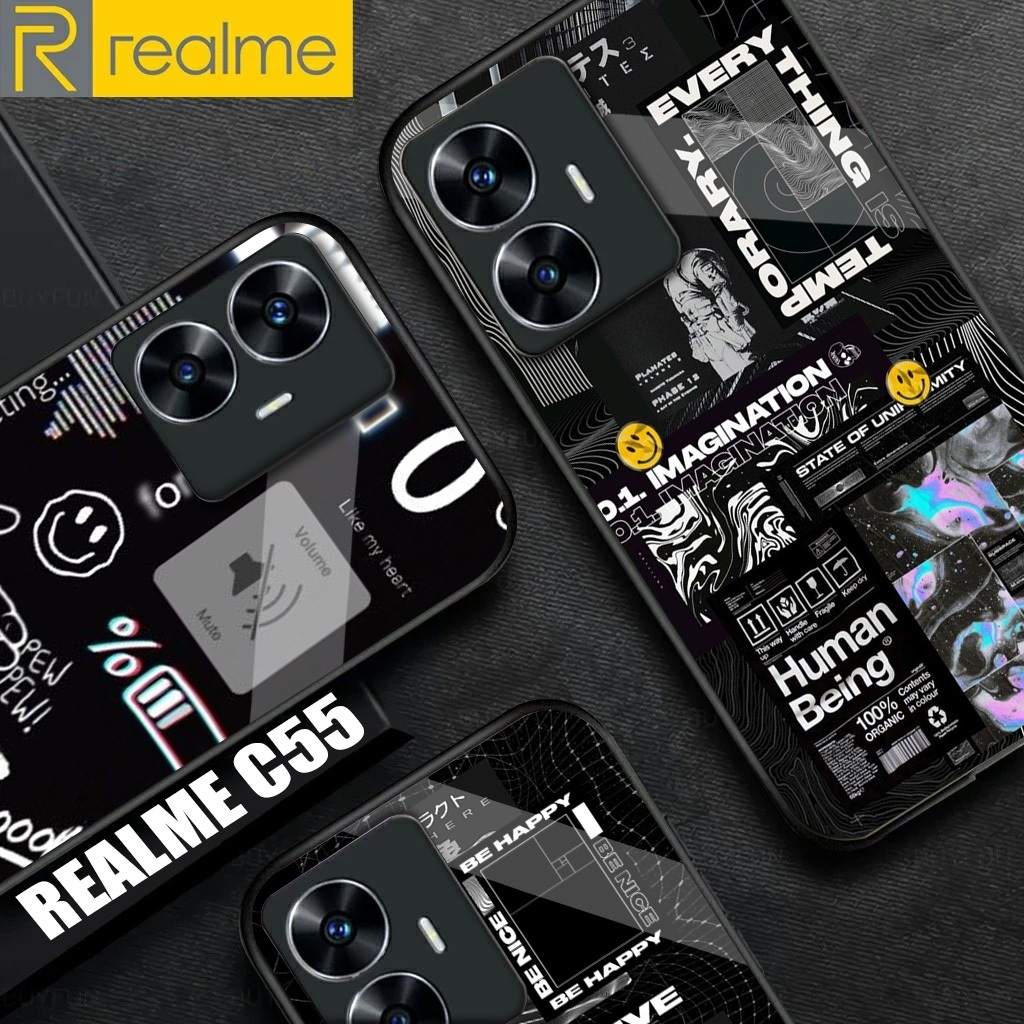 เคสโทรศัพท์ Realme C55 Glossy Glass Softcase ล่าสุด - ตัวป้องกันโทรศัพท์ - อุปกรณ์เสริมโทรศัพท์ - เค