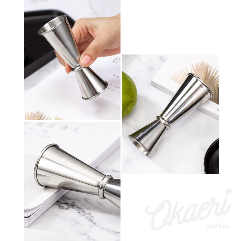 OKAERICOFFEE Jigger ถ้วยตวงน้ําเชื่อมน้ําตาลสแตนเลส 30/60ml