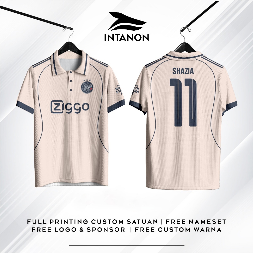 AJAX AMSTERDAM JERSEY 2025-2026 ชื่อที่กําหนดเองฟรีและหมายเลขด้านหลัง