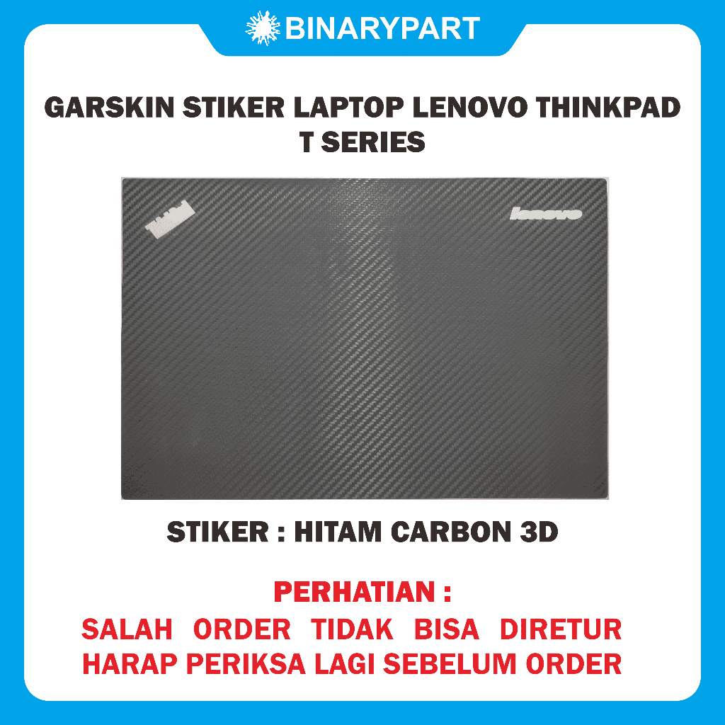 Black Carbon 3D T Series - GARSKIN Sticker Laptop Lenovo Thinkpad T Series Black Carbon 3D T14 - T58